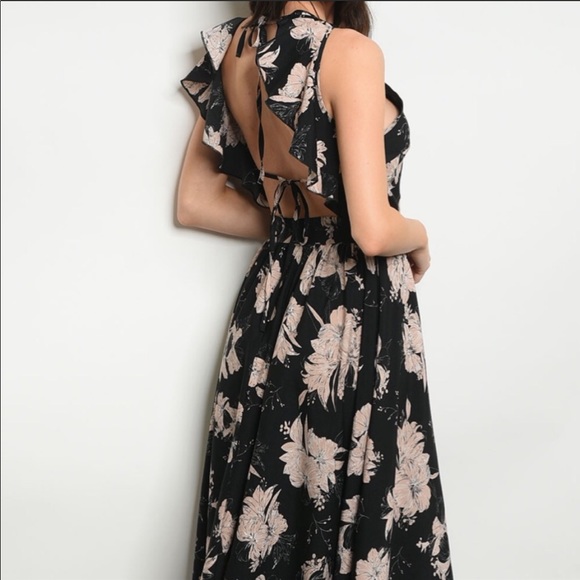 BLACK FLORAL DRESS - Picture 3 of 3